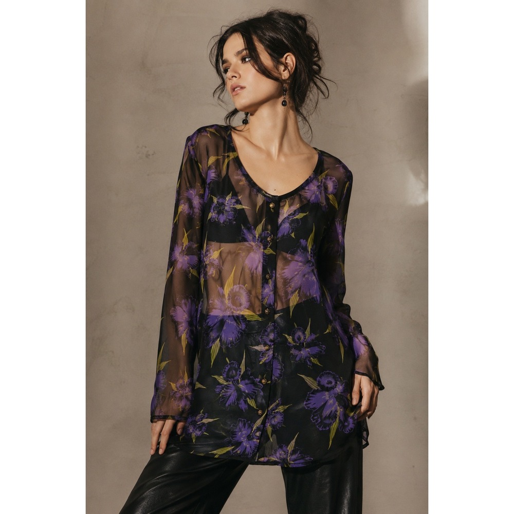 Betsey Johnson Punk Label Sheer Tunic Top M Vtg 80s 90s Whimsigoth New Wave Rare